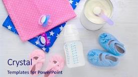  Presentation with baby bottle formula - Cool new slide set with portion control - composition with feeding bottle backdrop and a lemonade colored foreground