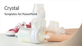  Presentation with baby milk - Colorful presentation theme enhanced with portion control - composition with feeding bottles backdrop and a  colored foreground