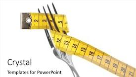 Presentation with tape - Slides with portion control - fork with measuring tape background and a  colored foreground