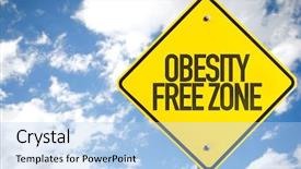  Presentation with obesity - Presentation consisting of portion control - obesity free zone sign background and a light blue colored foreground