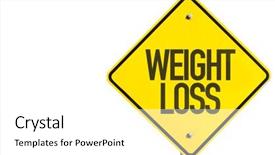  Presentation with weight loss - Cool new slide deck with portion control - weight loss sign isolated backdrop and a white colored foreground