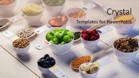  Presentation with food - Slides enhanced with portion cups of healthy ingredients background and a coral colored foreground