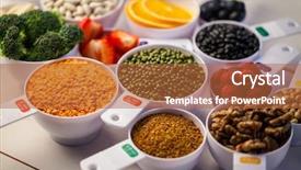  Presentation with healthy - Slides having portion cups of healthy ingredients background and a red colored foreground