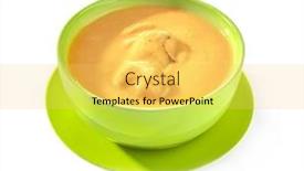  Presentation with lentils - Presentation featuring portion of fresh homemade lentils cream soup in bowl on white background background and a yellow colored foreground