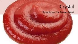  Presentation with ketchup - Slide deck with portion of ketchup isolated on a white background background and a coral colored foreground