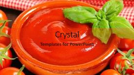  Presentation with ketchup - Cool new presentation theme with bioceramic - portion of ketchup sauce backdrop and a red colored foreground