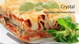  Presentation with food lasagna - Slide set featuring portion of lasagna garnished background and a blonde colored foreground