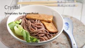  Presentation with noodle - Presentation design consisting of portion-of-soba-noodle-soup background and a lemonade colored foreground