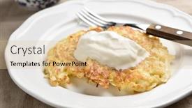  Presentation with white plate - PPT theme consisting of portion-of-tasty-cabbage-hash background and a lemonade colored foreground