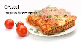  Presentation with food lasagna - Colorful slides enhanced with portion of tasty lasagna isolated backdrop and a white colored foreground