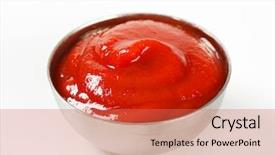  Presentation with ketchup - PPT theme having fruit puree - portioned ketchup sauce background and a red colored foreground