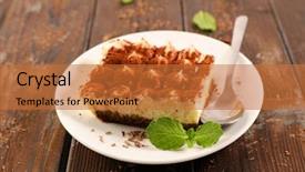  Presentation with tiramisu - Beautiful presentation theme featuring portions - delicious tiramisu cake portion backdrop and a red colored foreground