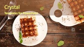  Presentation with tiramisu - Presentation theme having portions - delicious tiramisu cake portion background and a tawny brown colored foreground
