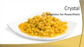  Presentation with corn cartoon - Cool new PPT layouts with portions - portion of cooked corn backdrop and a white colored foreground