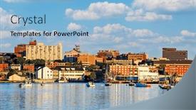  Presentation with maine - Slides featuring portland-maine-usa-coastal-skyline background and a  colored foreground