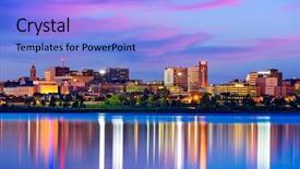  Presentation with cityscape - Theme enhanced with portland maine usa downtown cityscape background and a light blue colored foreground