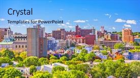  Presentation with skyline - Cool new slide deck with portland maine usa downtown skyline backdrop and a light blue colored foreground