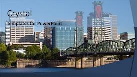  Presentation with crossing bridge - Amazing slides having portland oregon skyline with hawthorne backdrop and a light blue colored foreground
