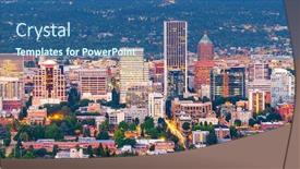  Presentation with cityscape - Slide deck with portland-oregon-usa-downtown-cityscape background and a ocean colored foreground