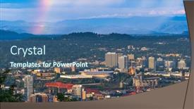  Presentation with cityscape - Theme featuring portland-oregon-usa-downtown-cityscape background and a ocean colored foreground