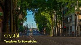  Presentation with electric train - PPT theme having portland-oregon-usa-june-17 background and a wine colored foreground