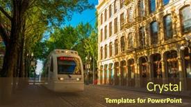  Presentation with electric train - Cool new PPT theme with portland-oregon-usa-june-17 backdrop and a tawny brown colored foreground
