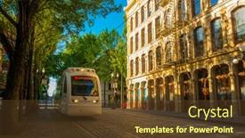  Presentation with electric train - PPT layouts consisting of portland-oregon-usa-june-17 background and a tawny brown colored foreground