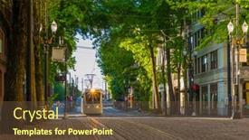  Presentation with electric train - Theme with portland-oregon-usa-june-17 background and a tawny brown colored foreground
