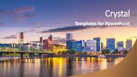  Presentation with dusk - Theme with portland oregon usa skyline background and a ocean colored foreground