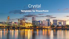  Presentation with dusk - Amazing PPT theme having portland-oregon-usa-skyline backdrop and a teal colored foreground