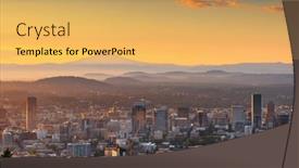  Presentation with dawn - Presentation theme featuring portland-oregon-usa-skyline background and a yellow colored foreground