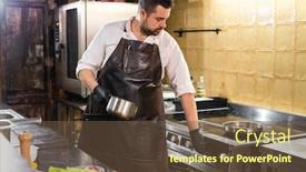  Presentation with apron - Slides having portly-chef-in-leather-apron background and a tawny brown colored foreground