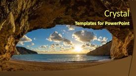  Presentation with island - Slide deck with porto-katsiki-beach-in-lefkas background and a wine colored foreground