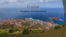  Presentation with travel - Presentation with porto-moniz-in-madeira-portugal background and a light blue colored foreground