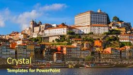  Presentation with architecture old - Colorful PPT theme enhanced with porto old town in portugal - architecture background backdrop and a tawny brown colored foreground