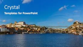  Presentation with architecture old - Beautiful presentation theme featuring porto-old-town-in-portugal backdrop and a teal colored foreground