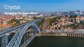  Presentation with architecture old - Colorful slide set enhanced with porto-old-town-in-portugal backdrop and a teal colored foreground