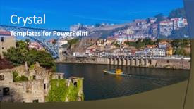  Presentation with architecture old - Audience pleasing slides consisting of porto-old-town-in-portugal backdrop and a teal colored foreground
