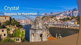  Presentation with architecture old - PPT layouts featuring porto-old-town-in-portugal background and a teal colored foreground