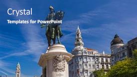  Presentation with architecture old - Audience pleasing presentation design consisting of porto-old-town-in-portugal backdrop and a ocean colored foreground