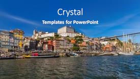  Presentation with architecture old - PPT layouts with porto-old-town-in-portugal background and a ocean colored foreground