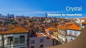  Presentation with architecture old - PPT theme consisting of porto-old-town-in-portugal background and a teal colored foreground