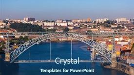  Presentation with architecture old - Cool new slides with porto-old-town-in-portugal backdrop and a ocean colored foreground