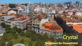  Presentation with view of the old port - Colorful slide deck enhanced with porto old town in portugal backdrop and a tawny brown colored foreground