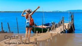  Presentation with fishing - Presentation consisting of porto-palafita-da-carrasqueira-portugal background and a coral colored foreground