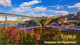  Presentation with antique - Slide set featuring de dom luis on river background and a tawny brown colored foreground