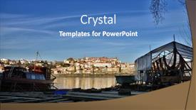  Presentation with europe history - Presentation theme consisting of porto-portugal-is-a-fascinating background and a teal colored foreground