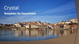  Presentation with europe history - Presentation design with porto-portugal-is-a-fascinating background and a teal colored foreground