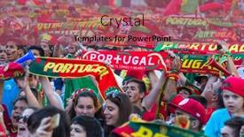  Presentation with european football - Presentation theme featuring porto-portugal-jul-10-2016 background and a violet colored foreground