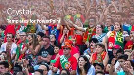  Presentation with european football - Theme consisting of porto-portugal-jul-10-2016 background and a coral colored foreground